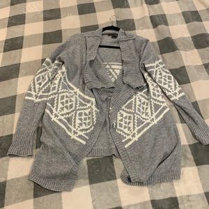 High-Low Grey and White Cardigan